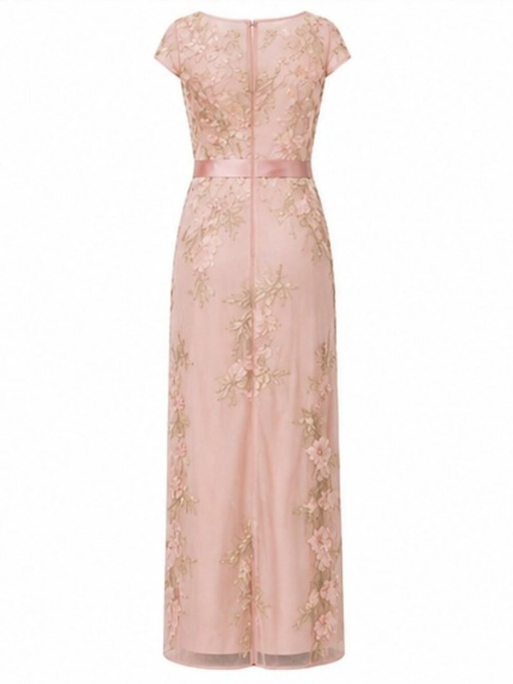 ADRIANNA PAPELL Blush Floral Embroidered Column Gown Size 10 NWT Formal Luxury - Picture 6 of 6